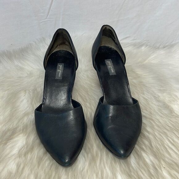 Paul Green Black Leather Cutaway Heels Sz 5/US Size 7.5 - Picture 2 of 7